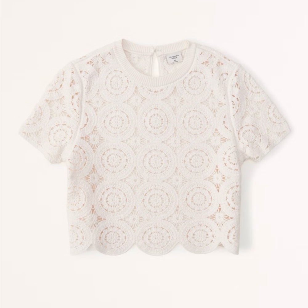 Abercrombie XS mosaic crochet cropped top, new with tags